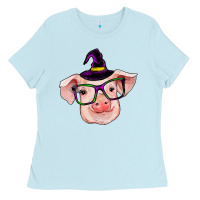 Baby Blue pig with halloween Ladies Tee - RanaPortraitStore