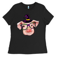 Black pig with halloween Ladies Tee - RanaPortraitStore