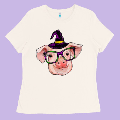 Pig With Halloween Ladies Tee Designed By Ranaportraitstore