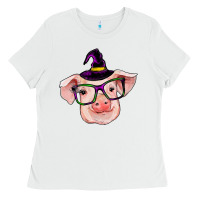 White pig with halloween Ladies Tee - RanaPortraitStore