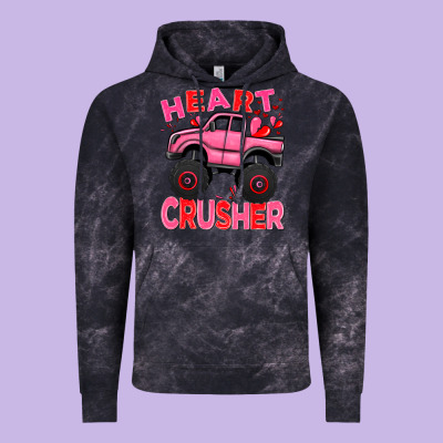 Heart Crusher Pink Monster Truck Valentine's Day Vintage Hoodie Designed By Howdyjamesfarm