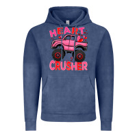 Vintage Denim Heart crusher pink monster truck Valentine's Day Vintage Hoodie - HowdyJamesFarm