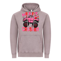 Vintage Zinc Heart crusher pink monster truck Valentine's Day Vintage Hoodie - HowdyJamesFarm