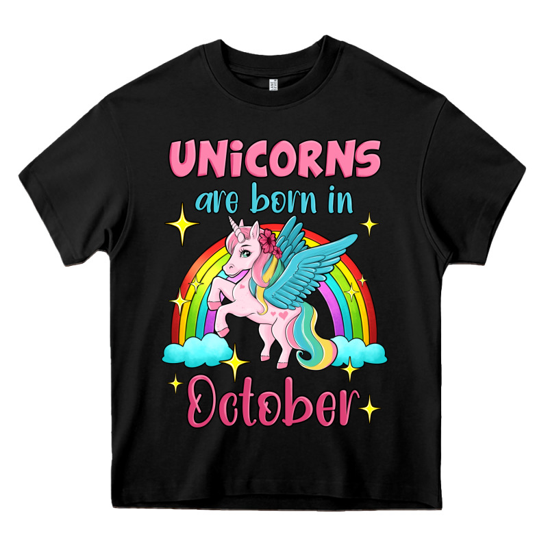 Unicorns Are Born In October Heavy Core Tee by Jasminsmagicworld | Teevron
