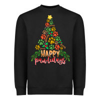 Black paw print christmas tree Heavyweight Sweatshirt - CowhideDigitalArt
