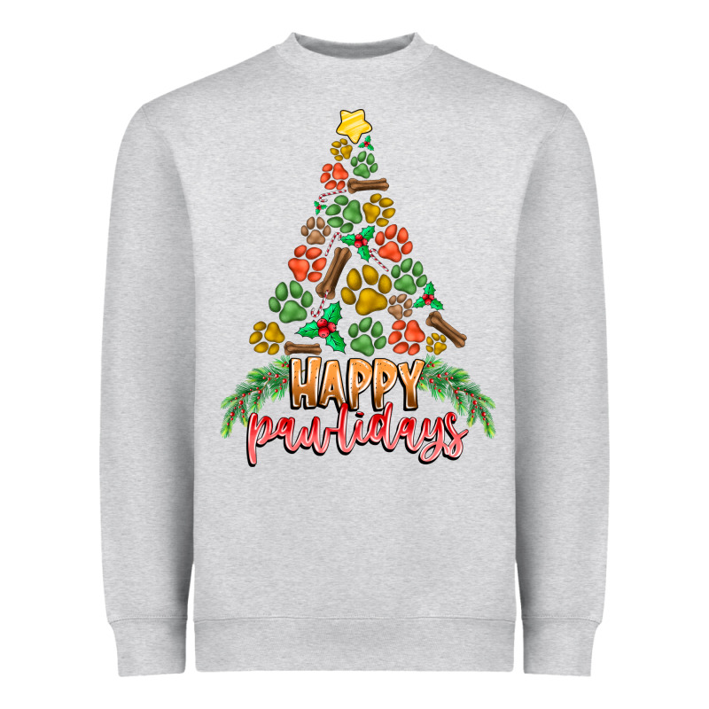 Paw Print Christmas Tree Heavyweight Sweatshirt by CowhideDigitalArt | Teevron