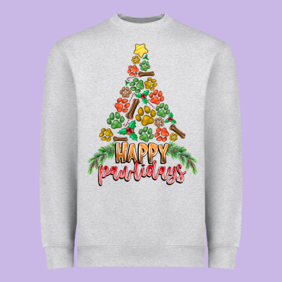 Paw Print Christmas Tree Heavyweight Sweatshirt Designed By Cowhidedigitalart