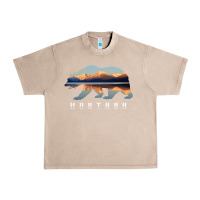 French Oak Montana Bear with Glacier National Park Lake Image Souvenir Urban Heavy Tee - trangStudio