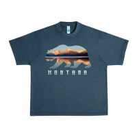 Midnight Navy Montana Bear with Glacier National Park Lake Image Souvenir Urban Heavy Tee - trangStudio