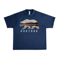 Navy Montana Bear with Glacier National Park Lake Image Souvenir Urban Heavy Tee - trangStudio
