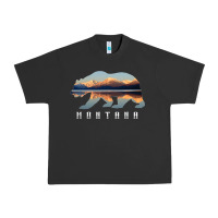Pigment Black Montana Bear with Glacier National Park Lake Image Souvenir Urban Heavy Tee - trangStudio