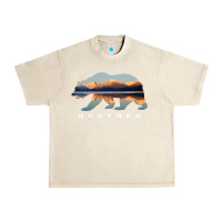 Sandshell Montana Bear with Glacier National Park Lake Image Souvenir Urban Heavy Tee - trangStudio