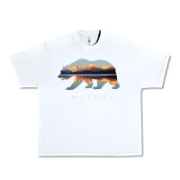 White Montana Bear with Glacier National Park Lake Image Souvenir Urban Heavy Tee - trangStudio