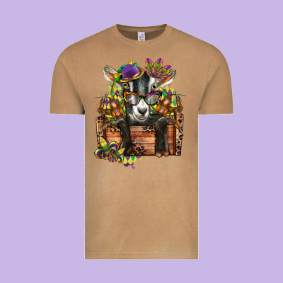 Mardi Gras Goat Vintage Tee Designed By Cowgirlartshop