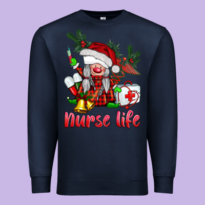 Christmas Nurse Life Gnome Premium Sweatshirt Designed By Barkaloodesign