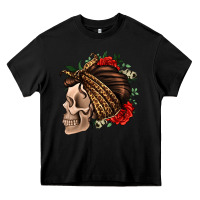 Black leopard bandana and roses skull Heavy Core Tee - Jasminsmagicworld