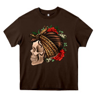 Chocolate Brown leopard bandana and roses skull Heavy Core Tee - Jasminsmagicworld