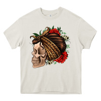 Cream leopard bandana and roses skull Heavy Core Tee - Jasminsmagicworld