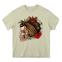 Mossy leopard bandana and roses skull Heavy Core Tee - Jasminsmagicworld
