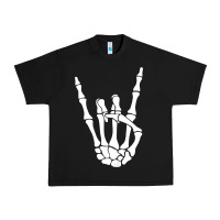 Black halloween skeleton hand horns rock n roll music lover tank top Urban Heavy Tee - trangStudio