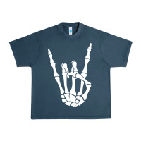 Midnight Navy halloween skeleton hand horns rock n roll music lover tank top Urban Heavy Tee - trangStudio