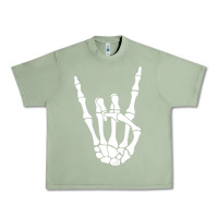 Oil Green halloween skeleton hand horns rock n roll music lover tank top Urban Heavy Tee - trangStudio