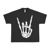 Pigment Black halloween skeleton hand horns rock n roll music lover tank top Urban Heavy Tee - trangStudio