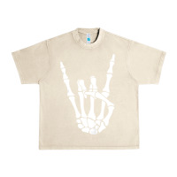Sandshell halloween skeleton hand horns rock n roll music lover tank top Urban Heavy Tee - trangStudio