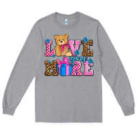 Heather Grey love you more olivia Long Sleeve Tee - OliviaCreatesArt