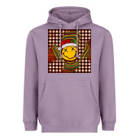 Lavender Christmas smiley face Heavyweight Hoodie - BarkalooDesign