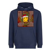 Navy Christmas smiley face Heavyweight Hoodie - BarkalooDesign