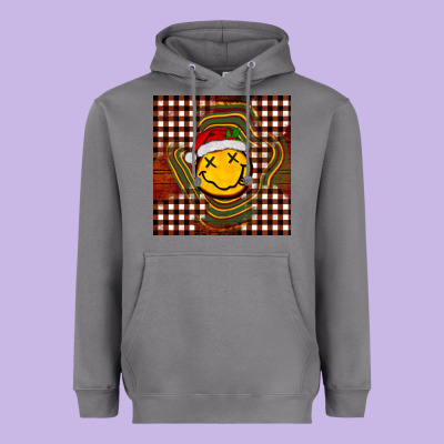 Christmas Smiley Face Heavyweight Hoodie Designed By Barkaloodesign