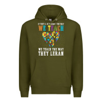 Army Green Autism Awareness Teacher Premium Hoodie - CowhideDigitalArt