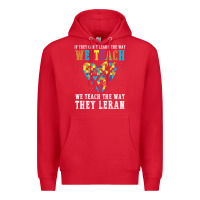 Red Autism Awareness Teacher Premium Hoodie - CowhideDigitalArt