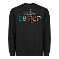 Black Happy Easter Heavyweight Sweatshirt - CowhideDigitalArt