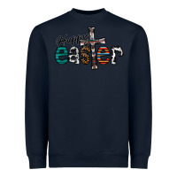 Navy Happy Easter Heavyweight Sweatshirt - CowhideDigitalArt