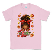 Bubblegum Pink one merry mama christmas afro messy bun Classic Tee - texasbilliewilder