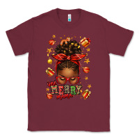 Burgundy one merry mama christmas afro messy bun Classic Tee - texasbilliewilder