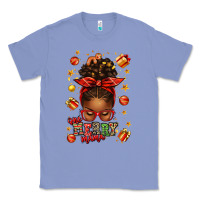 Colony Blue one merry mama christmas afro messy bun Classic Tee - texasbilliewilder