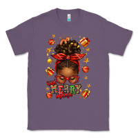 Lavender one merry mama christmas afro messy bun Classic Tee - texasbilliewilder