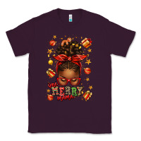 Plum one merry mama christmas afro messy bun Classic Tee - texasbilliewilder
