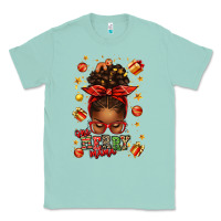 Seafoam one merry mama christmas afro messy bun Classic Tee - texasbilliewilder