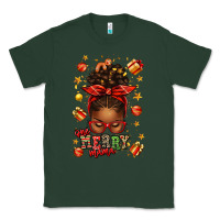 Sports Green one merry mama christmas afro messy bun Classic Tee - texasbilliewilder