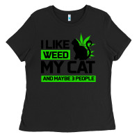 Black Cat Weed I Like My Cat Gift Ladies Tee - Bettercallsaul