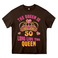 Chocolate Brown the queen is 50 long live the queen Heavy Core Tee - Jasminsmagicworld