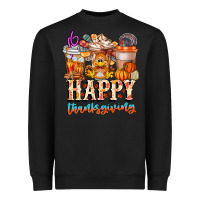 Black happy thanksgiving Heavyweight Sweatshirt - CowhideDigitalArt