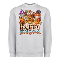 Heather Grey happy thanksgiving Heavyweight Sweatshirt - CowhideDigitalArt