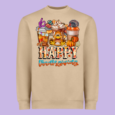 Happy Thanksgiving Heavyweight Sweatshirt Designed By Cowhidedigitalart