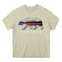 Mossy Montana Bear with Glacier National Park Lake Image Souvenir Heavy Core Tee - trangStudio