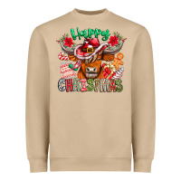 Mushroom Happy Christmas Cow Heavyweight Sweatshirt - CowhideDigitalArt